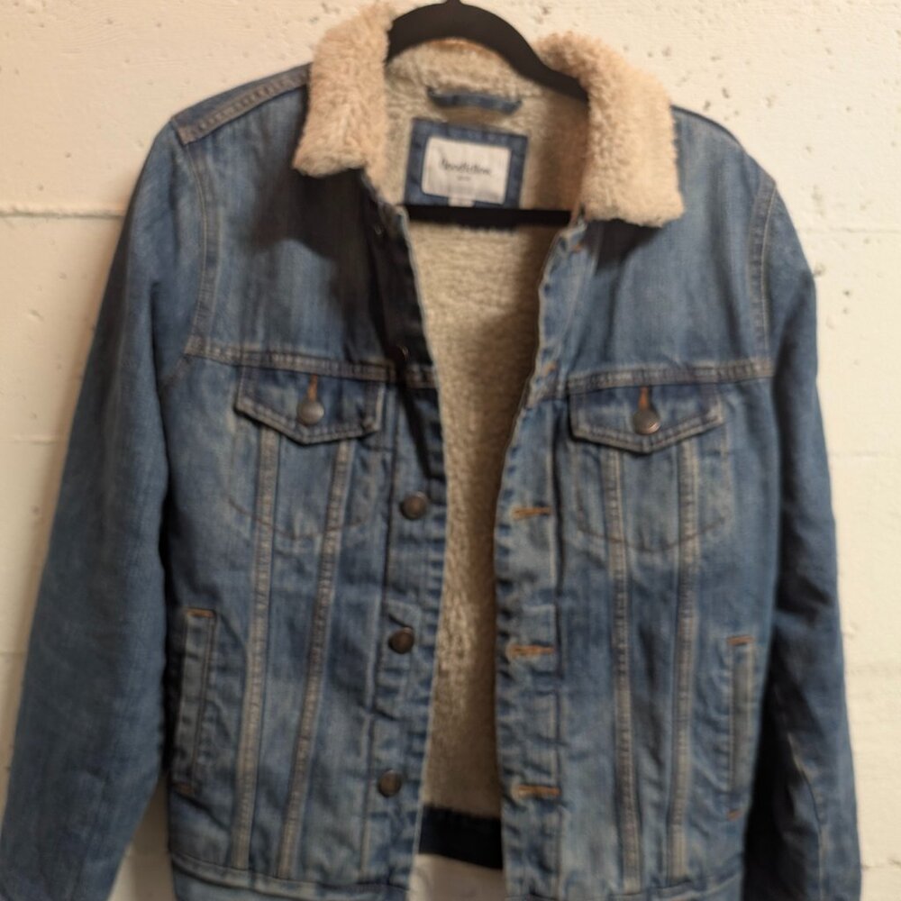 Goodfellow Men's Blue Denim Sherpa Lined Coat - Size S
